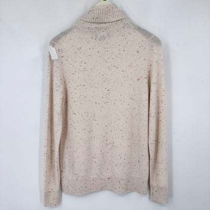 women Lands End Speckled Cashmere Turtleneck Cream Multi Sweater ST