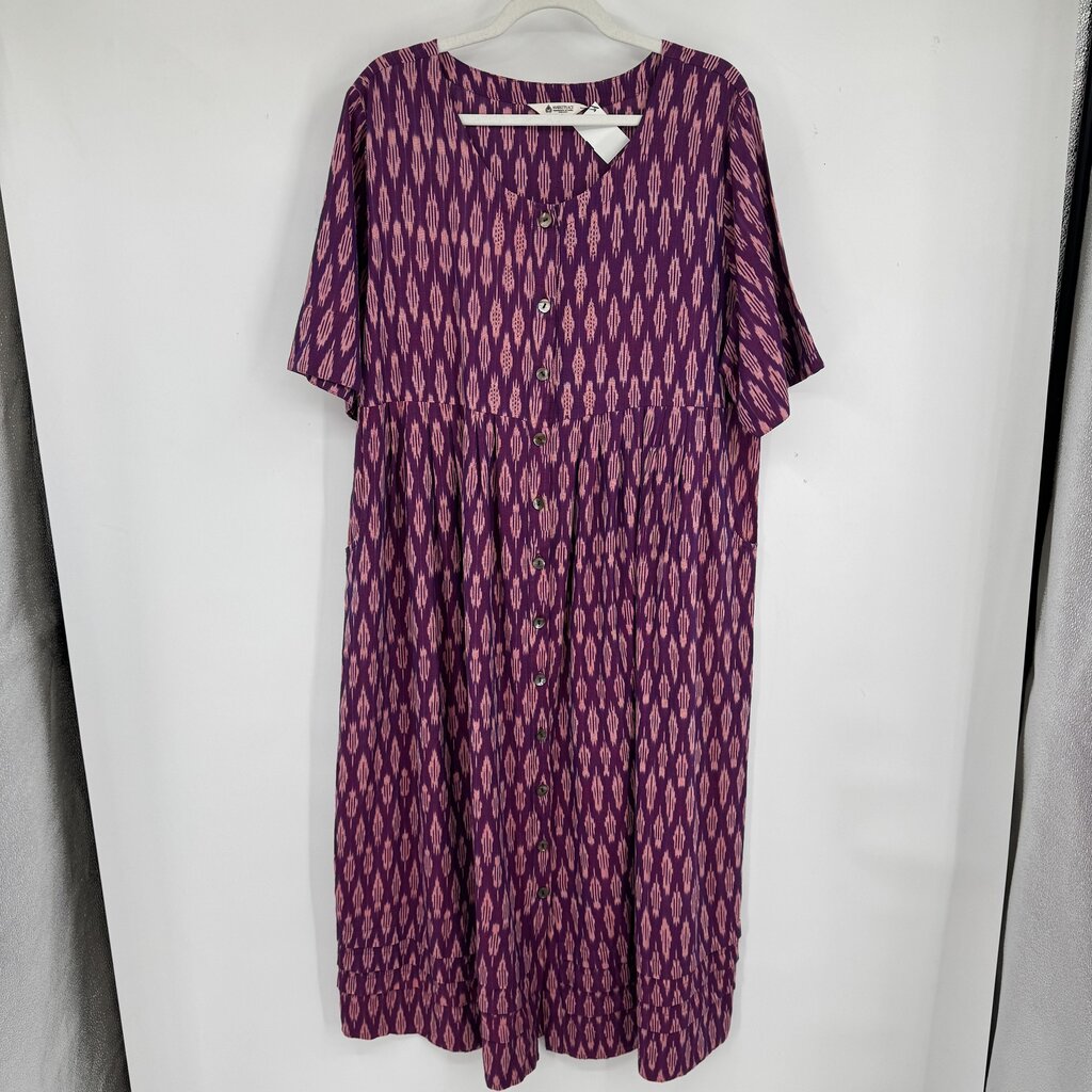 women Marketplace: Handwork of India Hand Woven Ikat Midi Purple Pink Dress L
