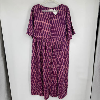 women Marketplace: Handwork of India Hand Woven Ikat Midi Purple Pink Dress L