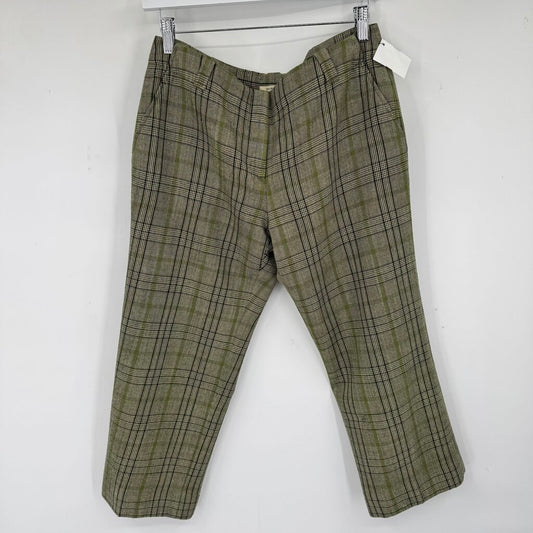 women Burberry Vintage Nova Check Cropped Trousers Sage Olive Pants 8