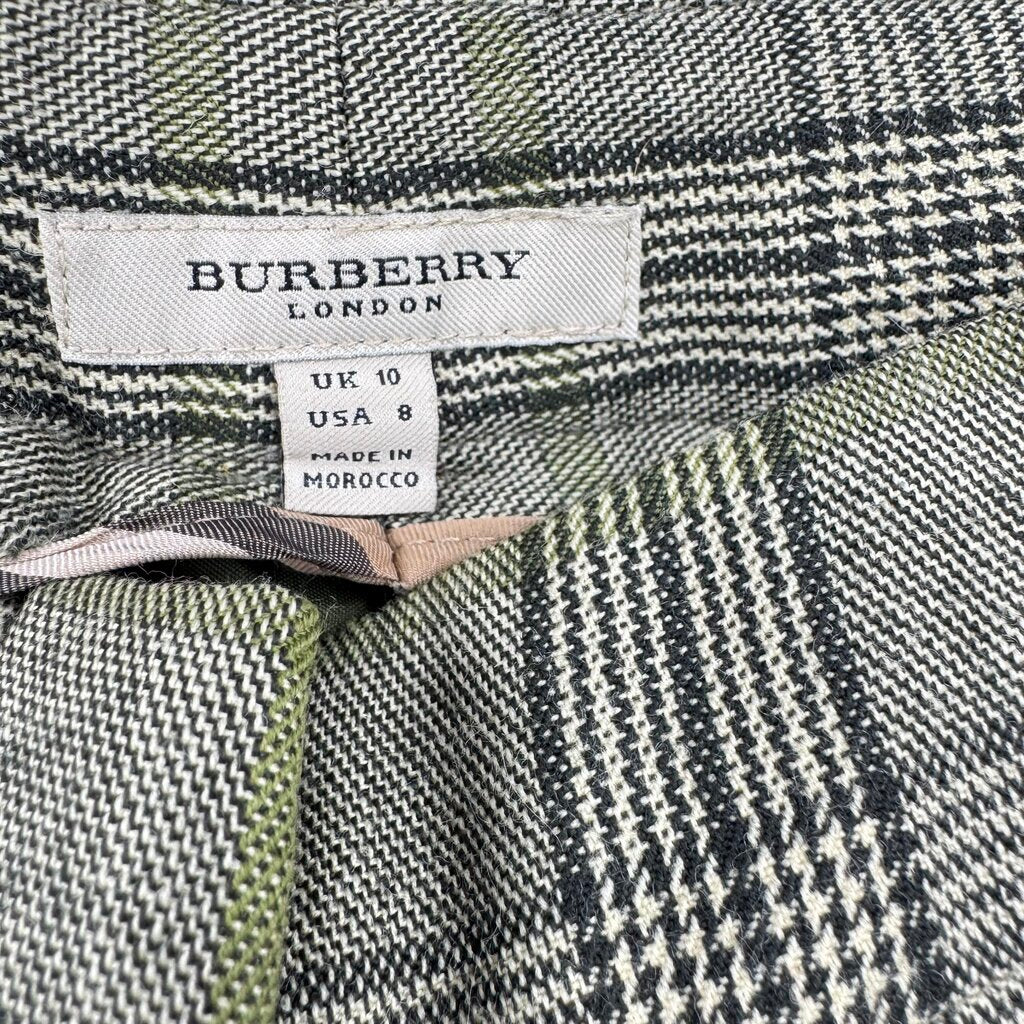 women Burberry Vintage Nova Check Cropped Trousers Sage Olive Pants 8