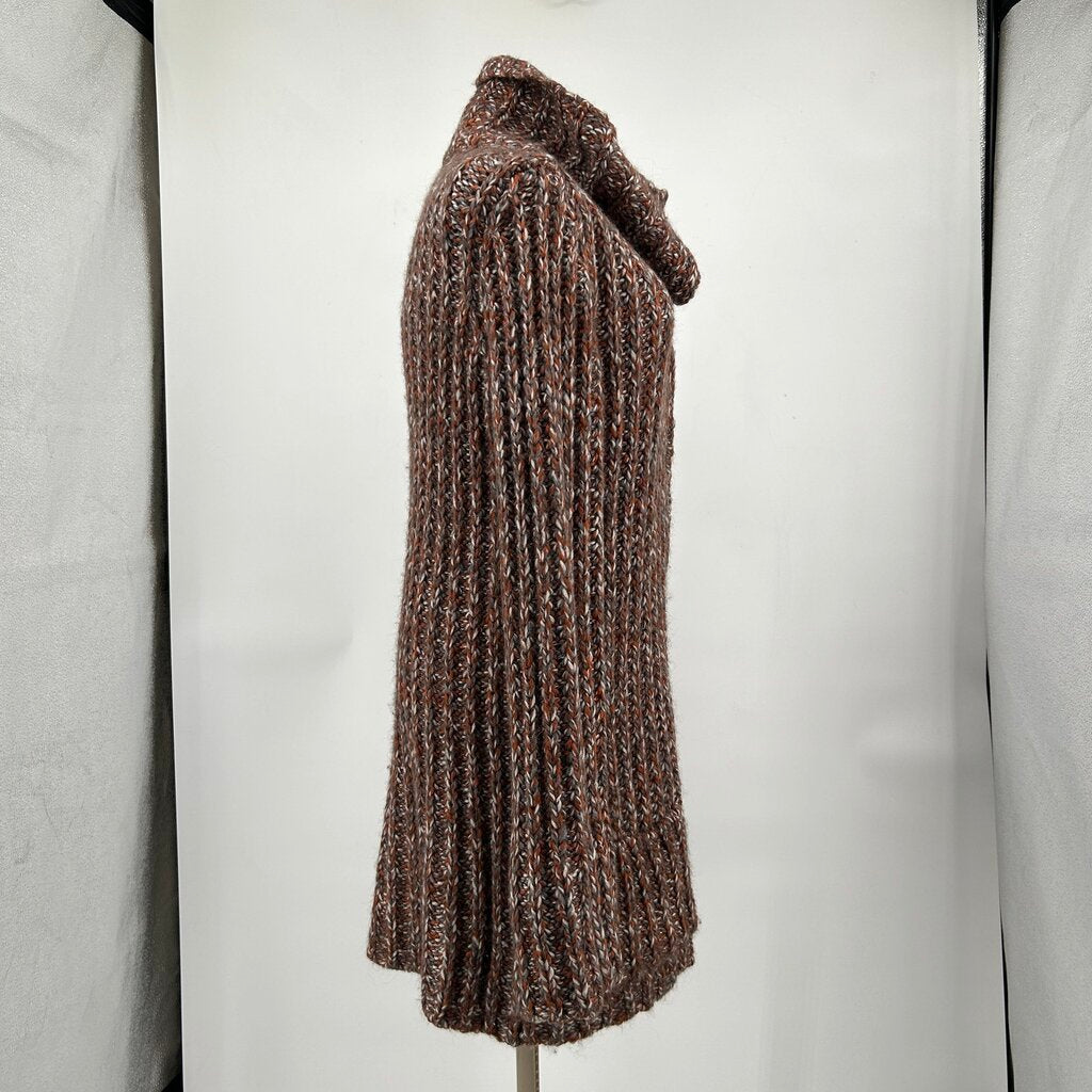 women Free People Chunky Cable Knit Cardigan Brown Sweater M
