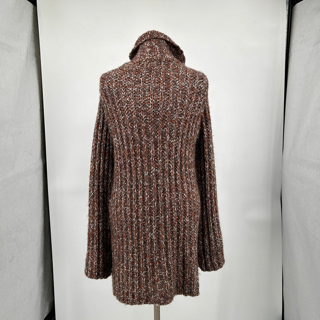 women Free People Chunky Cable Knit Cardigan Brown Sweater M