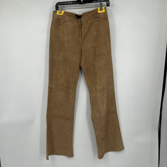 women Express Design Studio Vintage Suede Trousers Tan Pants 4