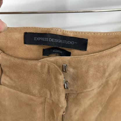 women Express Design Studio Vintage Suede Trousers Tan Pants 4