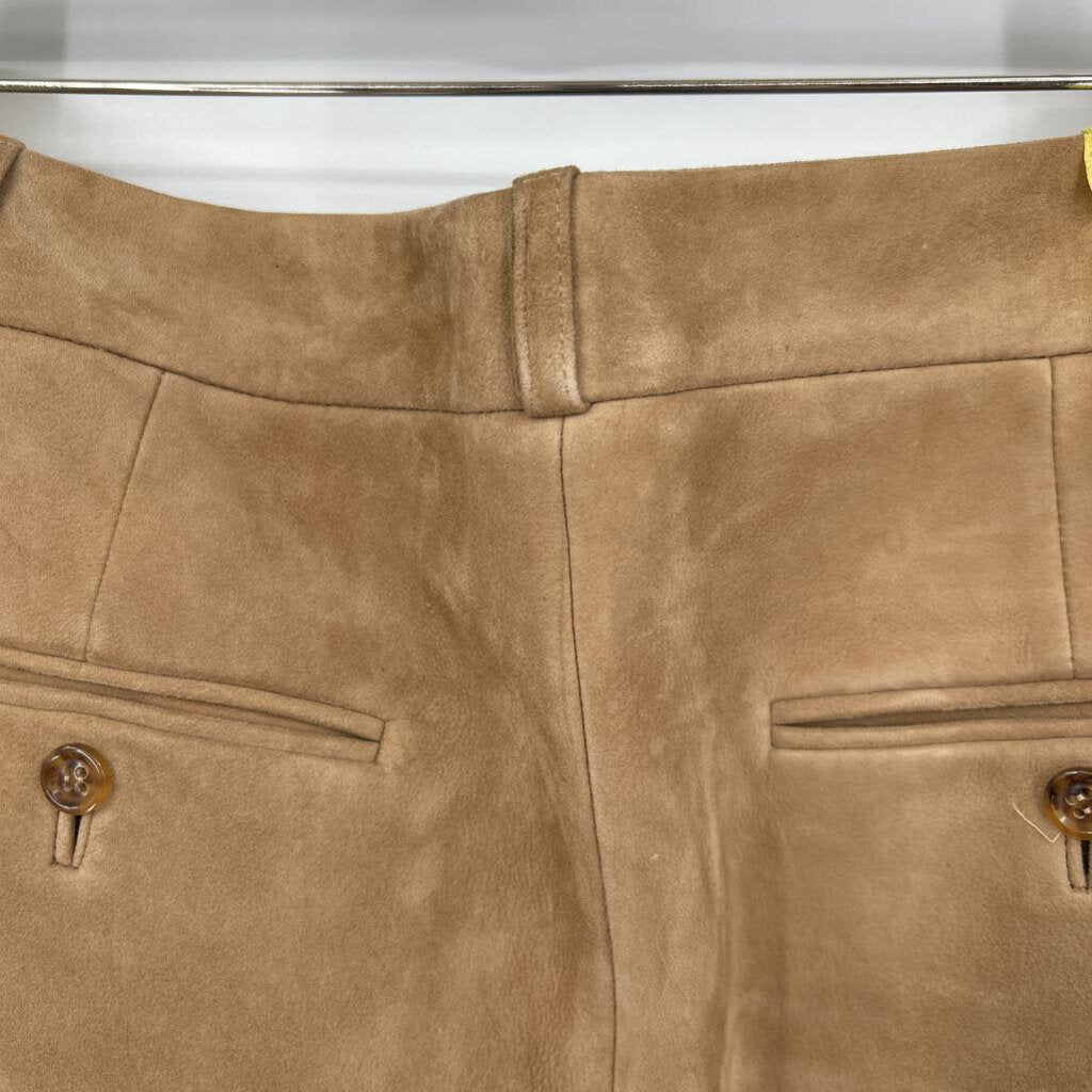 women Express Design Studio Vintage Suede Trousers Tan Pants 4