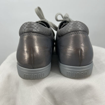 women Munro Gabbie Metallic Snakeskin Sneaker Silver Shoes 8.5