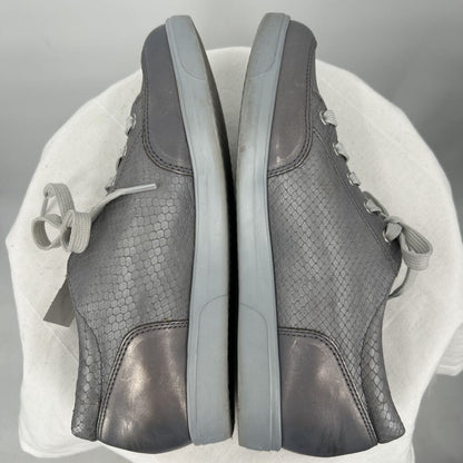 women Munro Gabbie Metallic Snakeskin Sneaker Silver Shoes 8.5