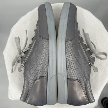 women Munro Gabbie Metallic Snakeskin Sneaker Silver Shoes 8.5