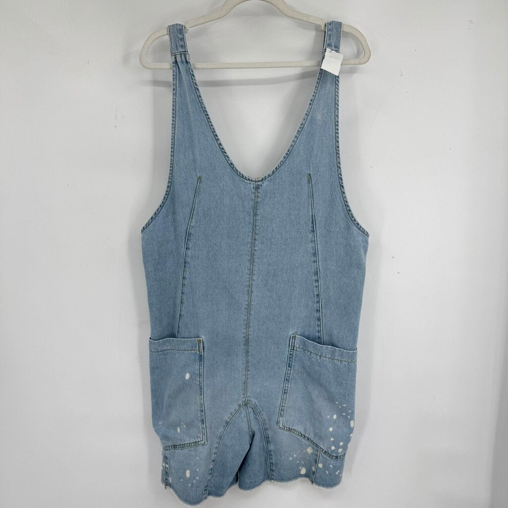 women We the Free High Roller Denim Shortalls Blue Shorts M