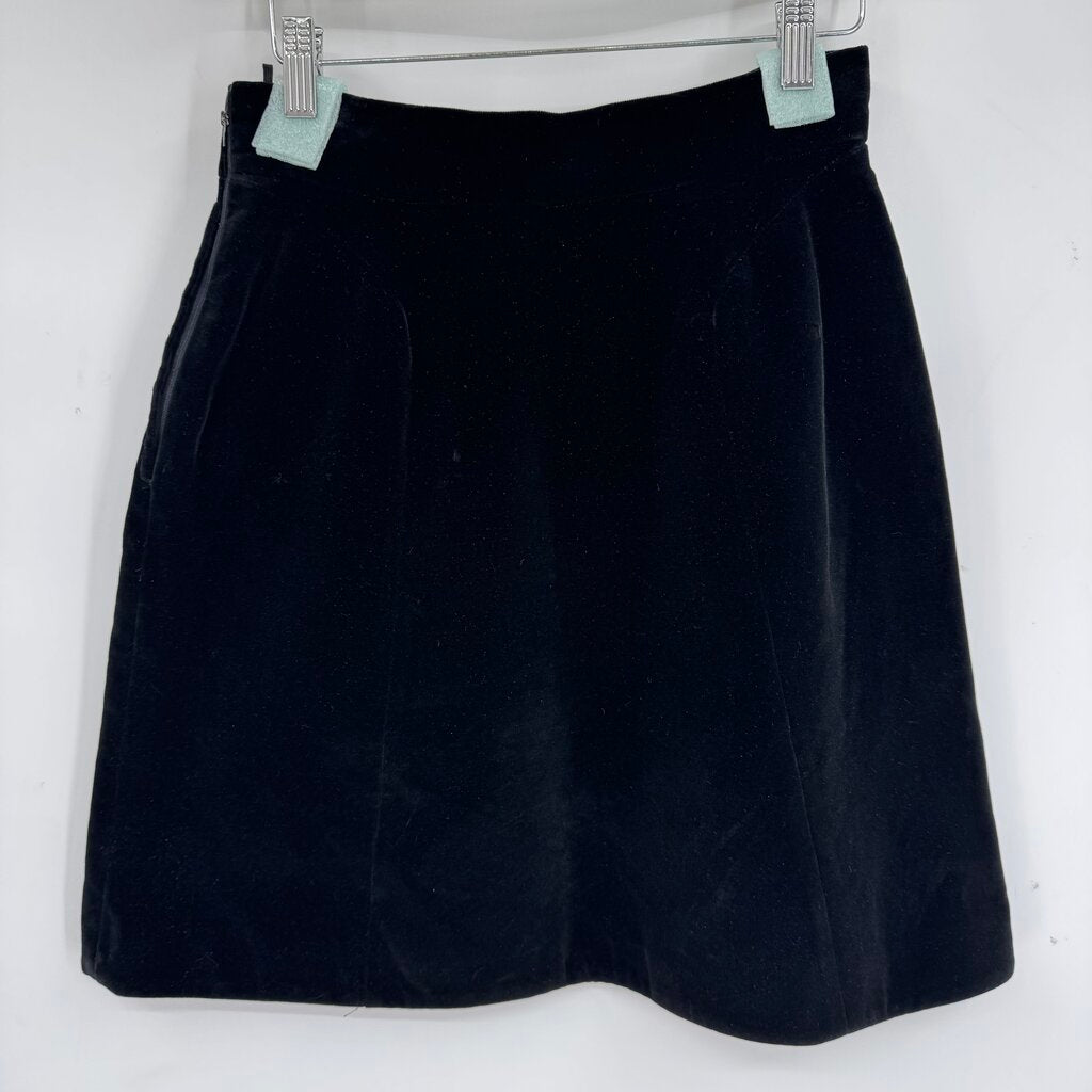 women State of Claude Montana Velvet High Waisted Black Skirt 42/8