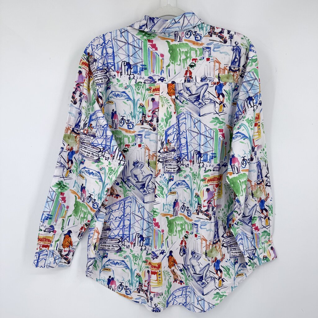 women FRNCH NWT Paris City Carla Top White Multi Woven Top S