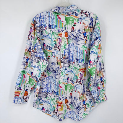 women FRNCH NWT Paris City Carla Top White Multi Woven Top S