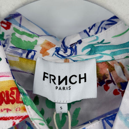 women FRNCH NWT Paris City Carla Top White Multi Woven Top S