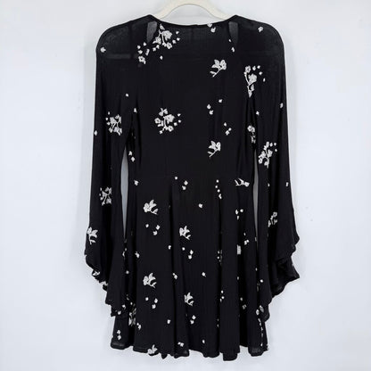 women Free People Jasmine Embroidered Mini Black White Dress 2