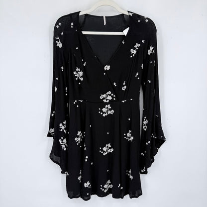 women Free People Jasmine Embroidered Mini Black White Dress 2