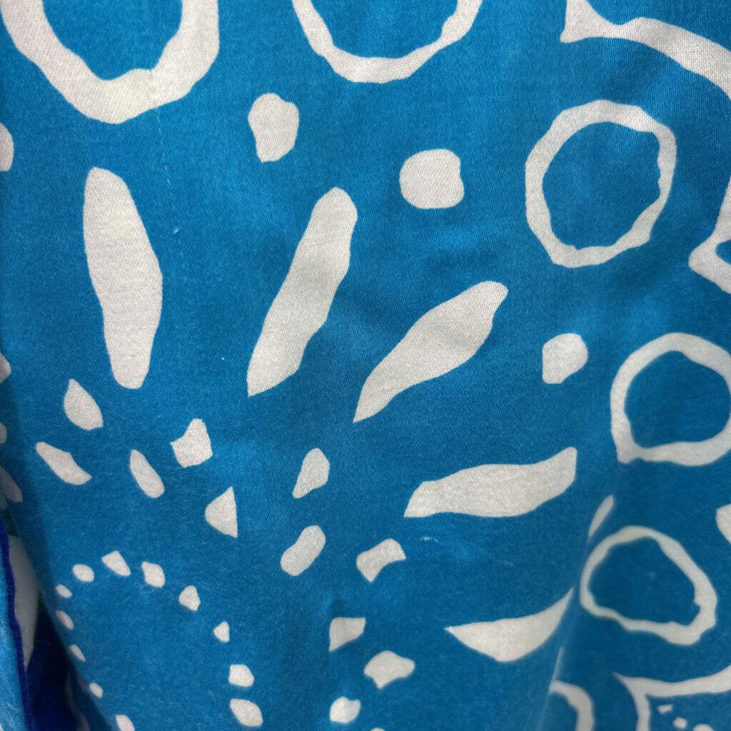 women Kamehameha 1970's Hawaiian Maxi Dress White Blue Green Vintage M/L