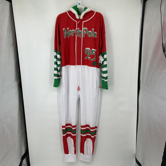 men Baseballism x Tipsy Elves NWT Ball Club Santa Jumpsuit Red White Multi Jumpsuit/Romper M