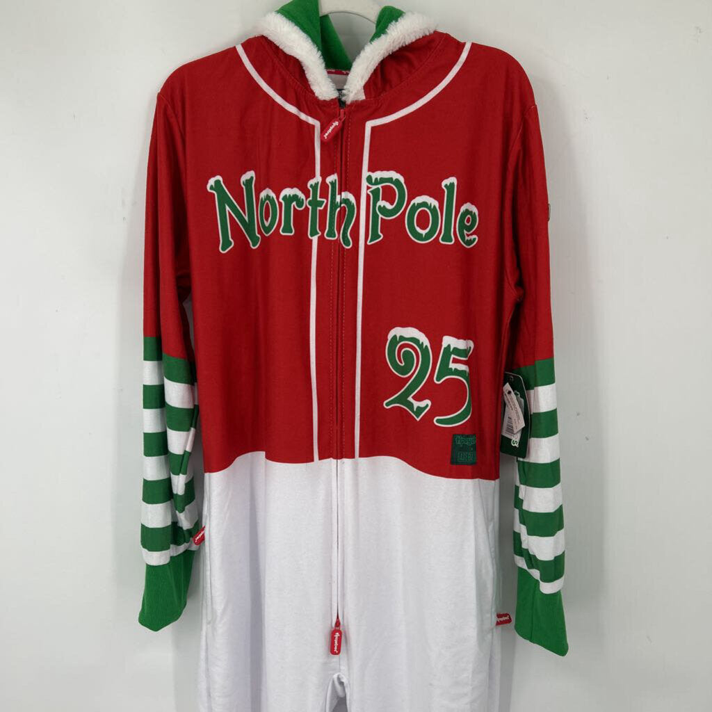 men Baseballism x Tipsy Elves NWT Ball Club Santa Jumpsuit Red White Multi Jumpsuit/Romper M