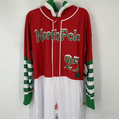 men Baseballism x Tipsy Elves NWT Ball Club Santa Jumpsuit Red White Multi Jumpsuit/Romper M