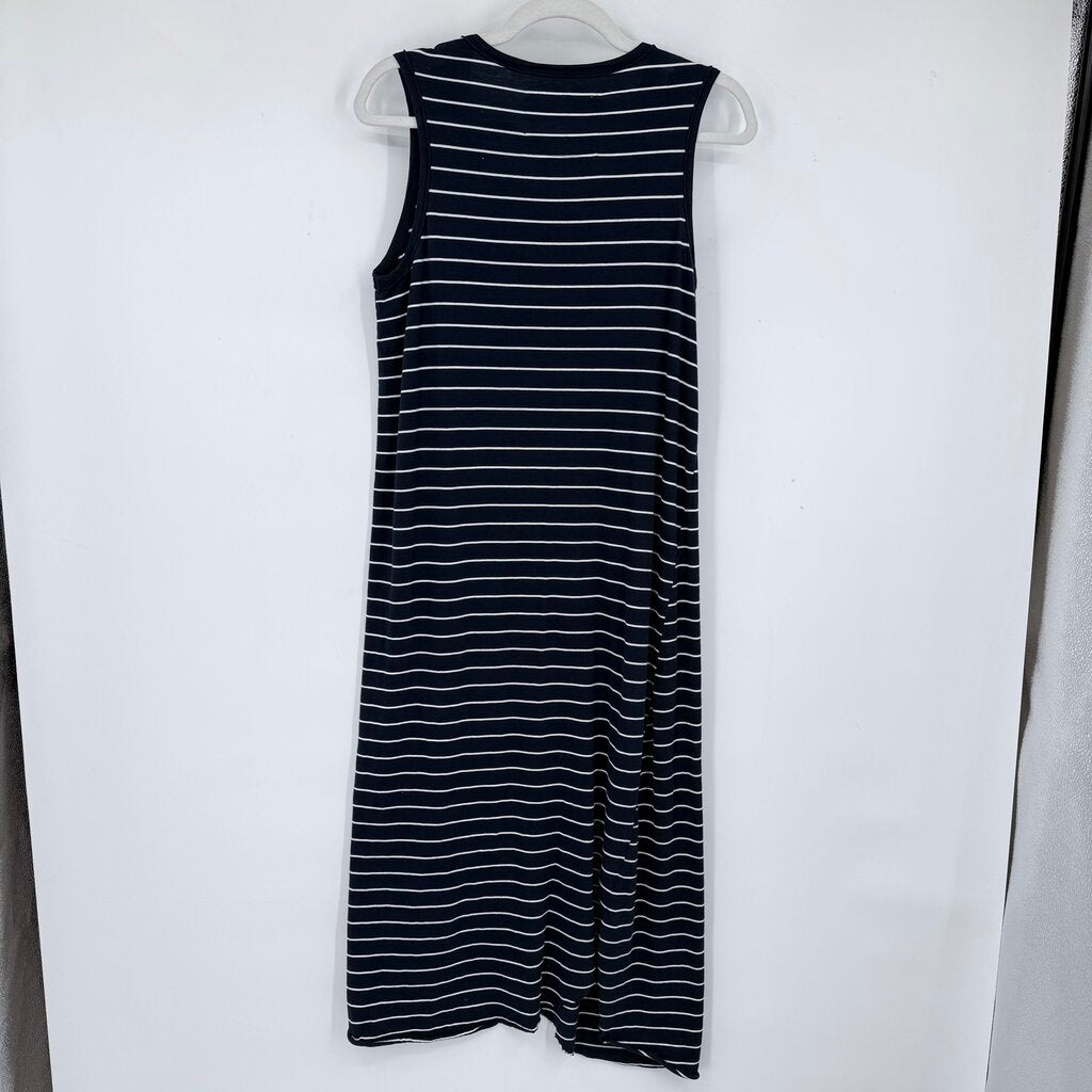 women Frank & Eileen Easy Luxe Jersey Midi Tank Navy Blue White Dress S