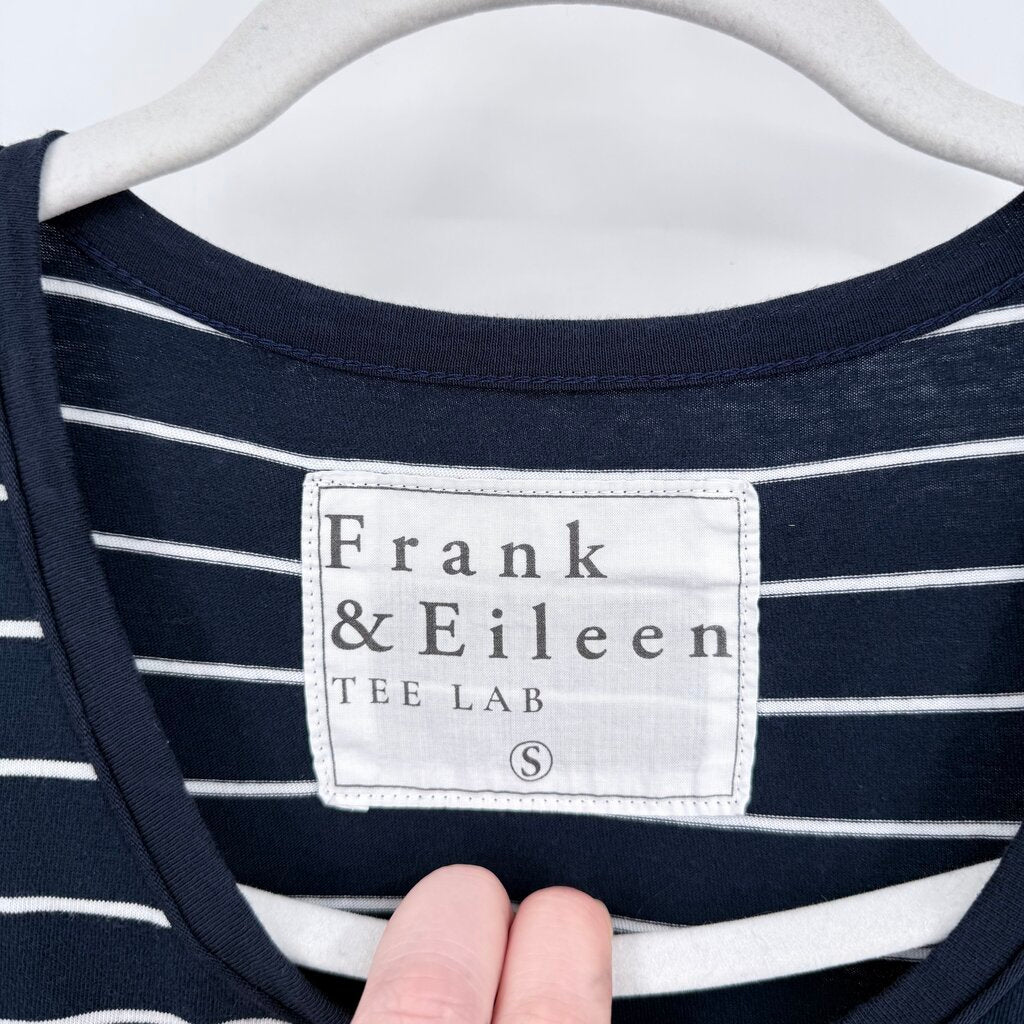 women Frank & Eileen Easy Luxe Jersey Midi Tank Navy Blue White Dress S