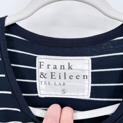 women Frank & Eileen Easy Luxe Jersey Midi Tank Navy Blue White Dress S