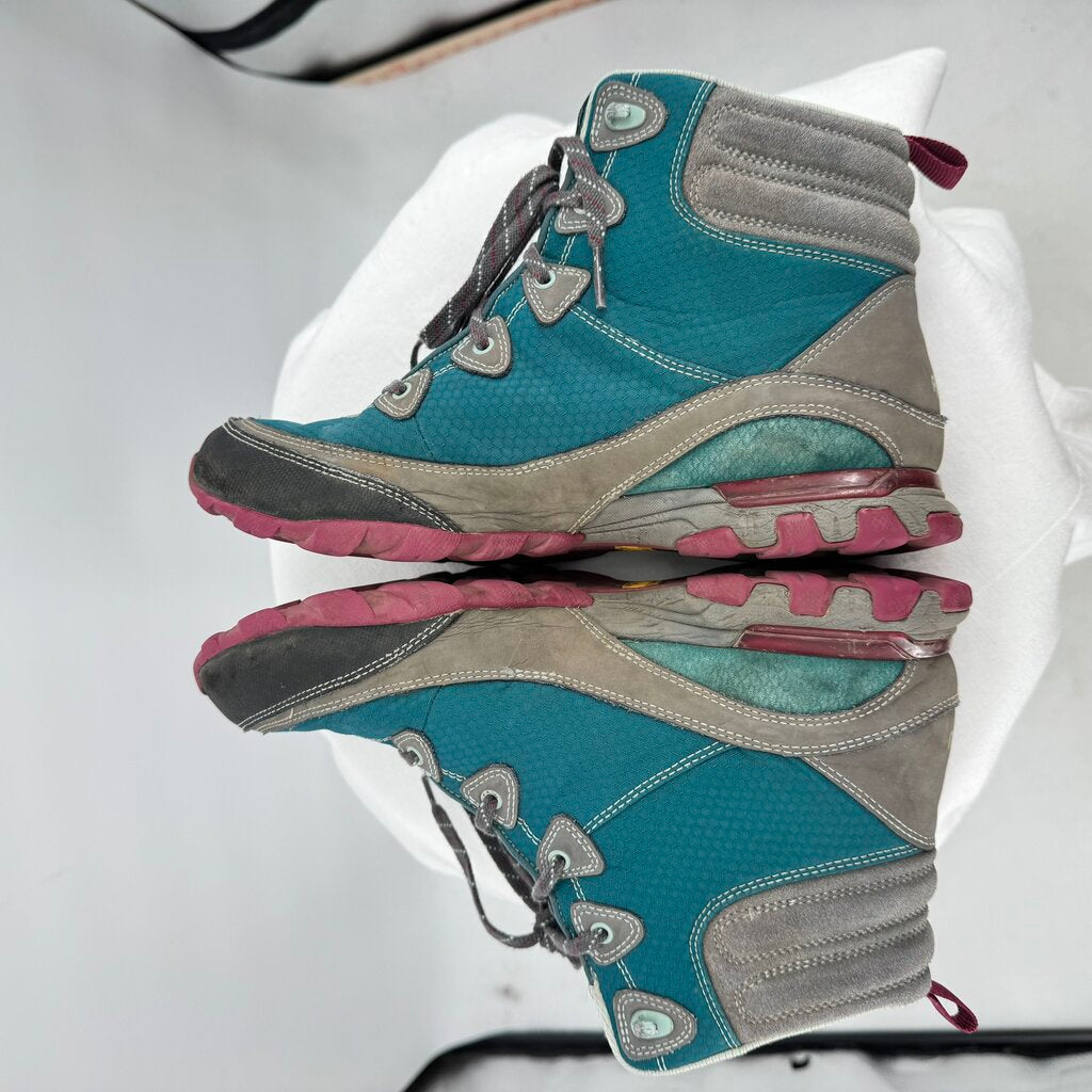 women Ahnu Sugarpine Waterproof Hiking Boots Teal Pink Gray Shoes 9