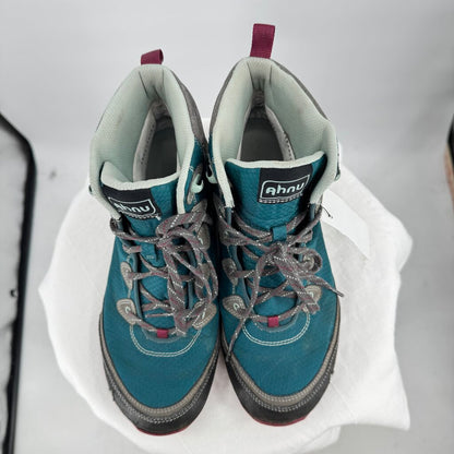 women Ahnu Sugarpine Waterproof Hiking Boots Teal Pink Gray Shoes 9