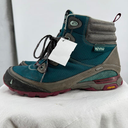 women Ahnu Sugarpine Waterproof Hiking Boots Teal Pink Gray Shoes 9