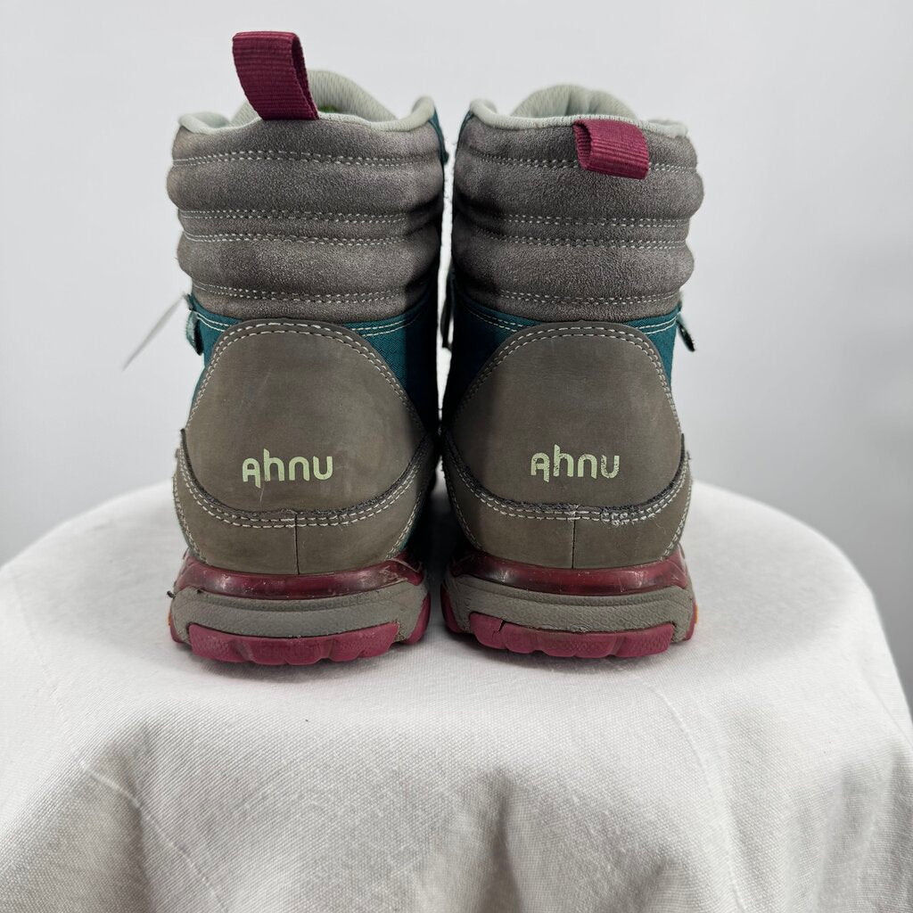 women Ahnu Sugarpine Waterproof Hiking Boots Teal Pink Gray Shoes 9