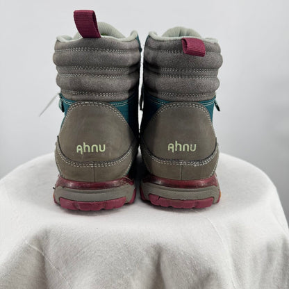 women Ahnu Sugarpine Waterproof Hiking Boots Teal Pink Gray Shoes 9