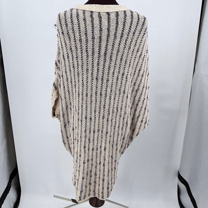women Free People Rabbit in the Moon Cardigan Sand Navy Sweater L