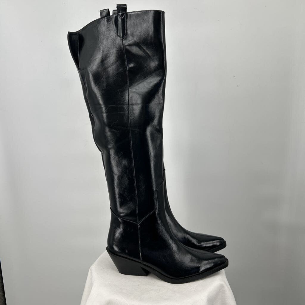 women Wild Pair Luela Over-The-Knee Western Boots Black Shoes 12