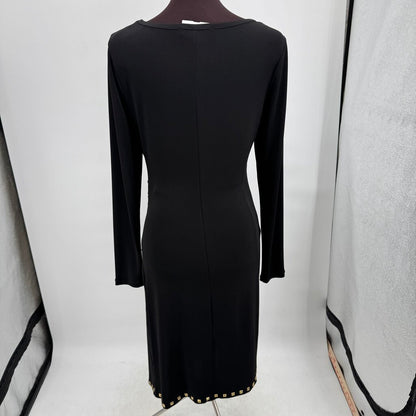 women Michael Michael Kors Ruched with Stud Accents Black Gold Dress M