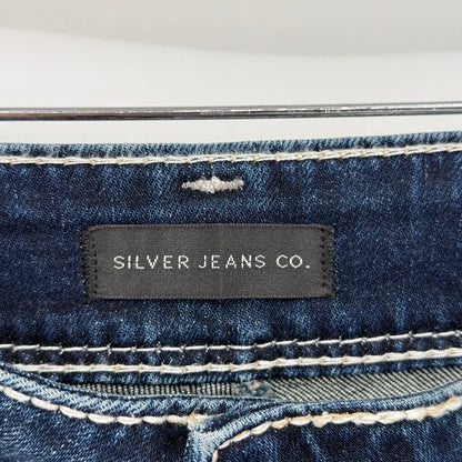 women Silver NWT Suki Curvy Fit Mid Rise Bootcut Dark Wash Indigo Blue Jeans 34x30