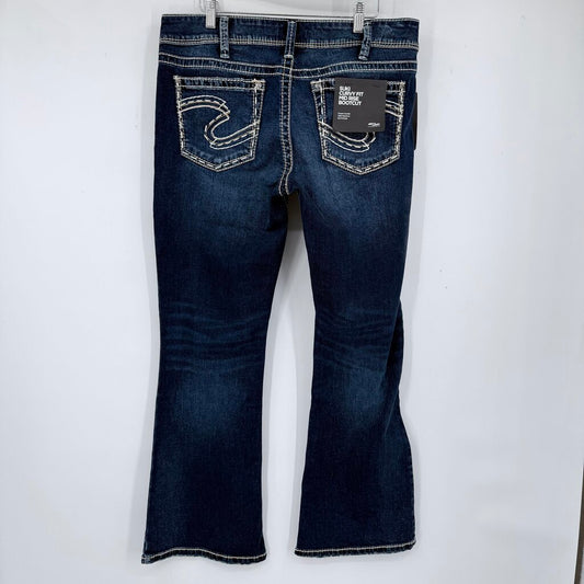 women Silver NWT Suki Curvy Fit Mid Rise Bootcut Dark Wash Indigo Blue Jeans 34x30