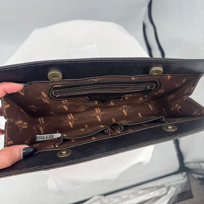 women American West Tooled Leather Clutch Brown and Gold Purse