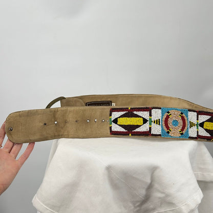 women Double D Ranch Beaded Suede Tan Belt 36
