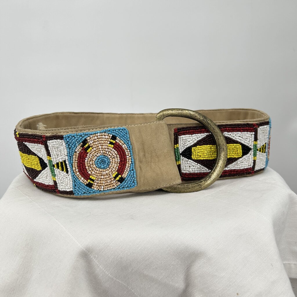 women Double D Ranch Beaded Suede Tan Belt 36