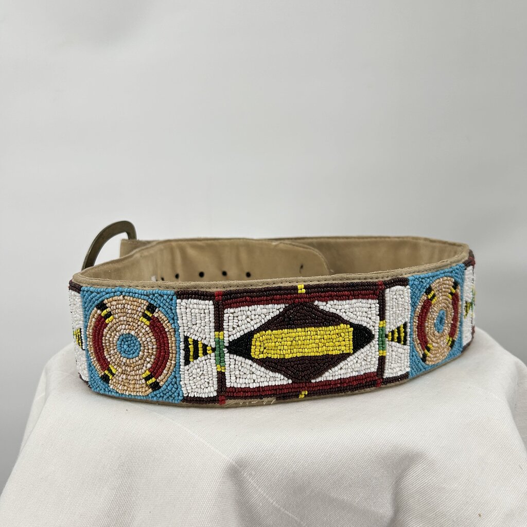 women Double D Ranch Beaded Suede Tan Belt 36