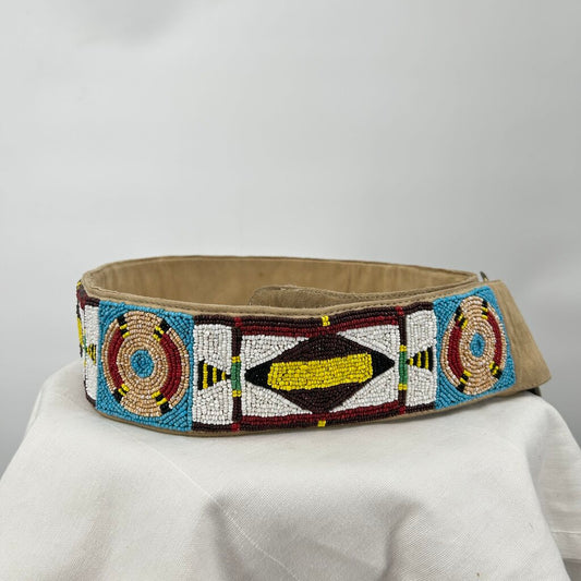 women Double D Ranch Beaded Suede Tan Belt 36