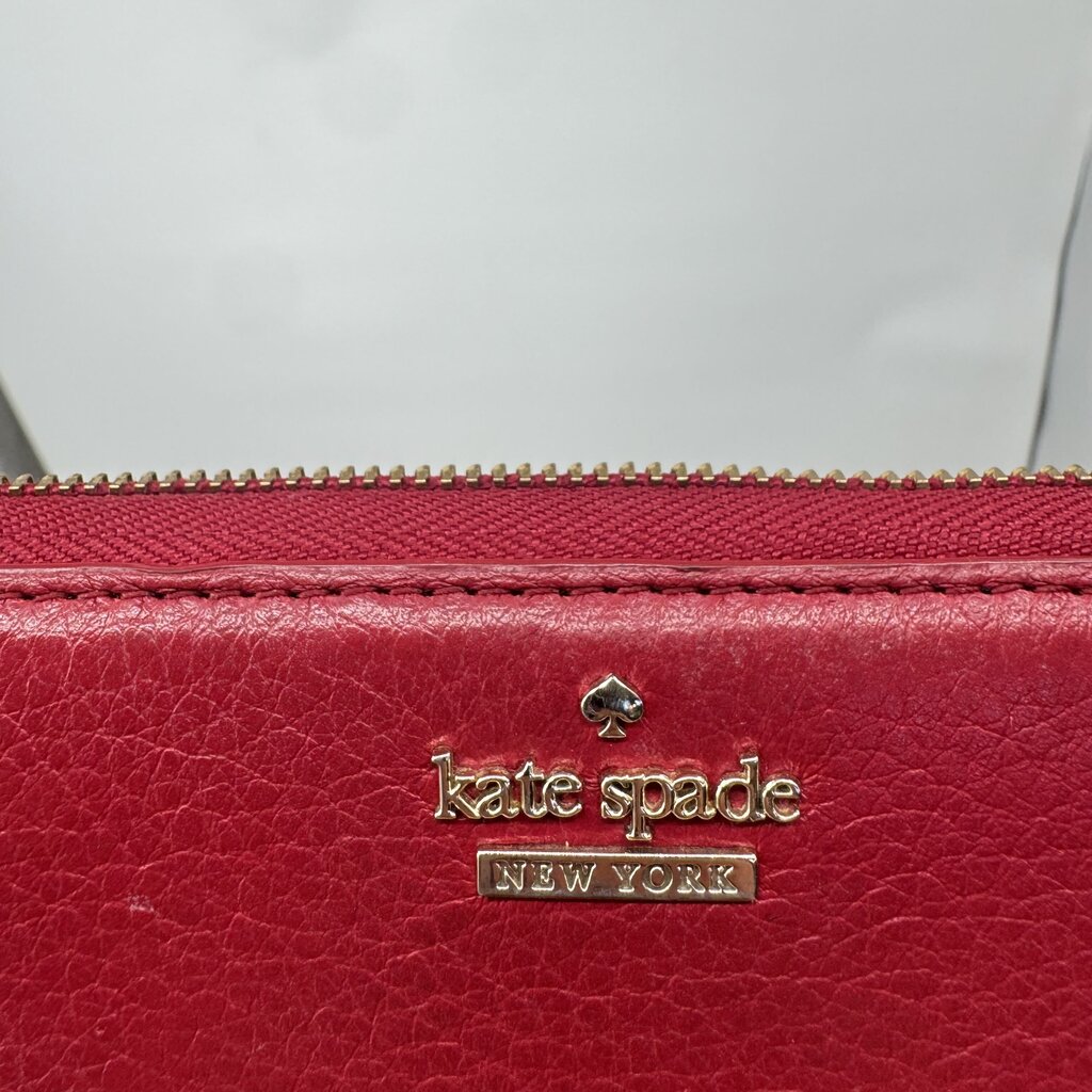 women Kate Spade Zip Around Continental Wallet Red Purse 8" x 4" x 1"