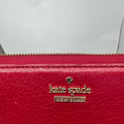 women Kate Spade Zip Around Continental Wallet Red Purse 8" x 4" x 1"