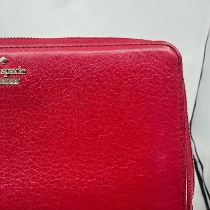 women Kate Spade Zip Around Continental Wallet Red Purse 8" x 4" x 1"