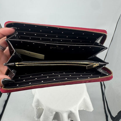 women Kate Spade Zip Around Continental Wallet Red Purse 8" x 4" x 1"