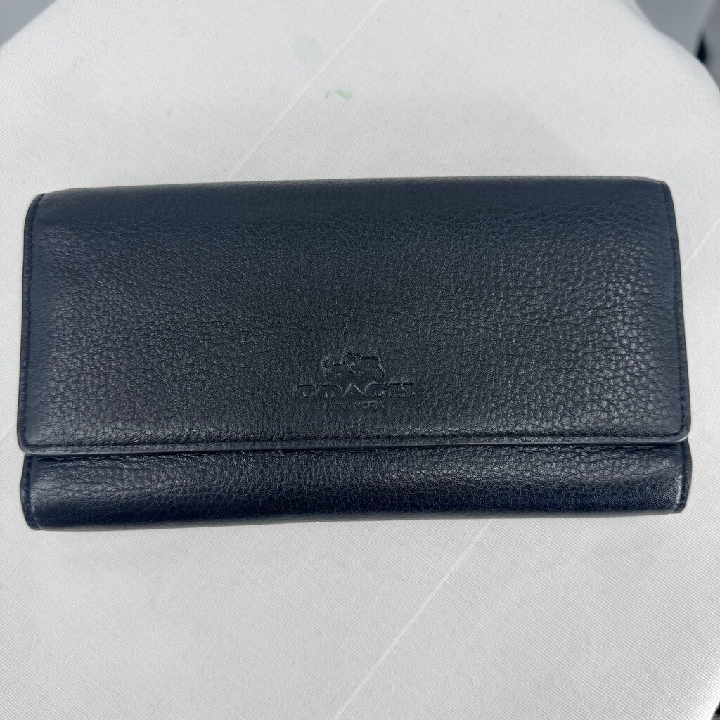 women Coach Long Envelope Wallet Black Purse 7.75" x 4.25" x 1"