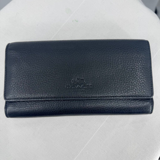 women Coach Long Envelope Wallet Black Purse 7.75" x 4.25" x 1"