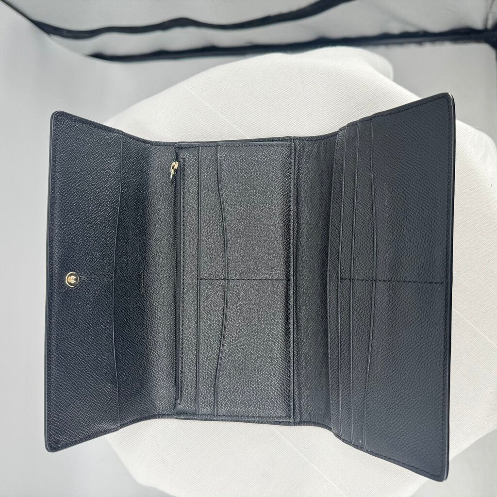 women Coach Long Envelope Wallet Black Purse 7.75" x 4.25" x 1"