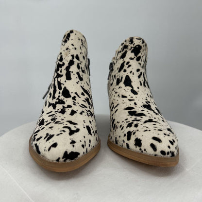 women Very Volatile NWOB Gracemont Haircalf Ankle Booties Black Brown White Shoes 7